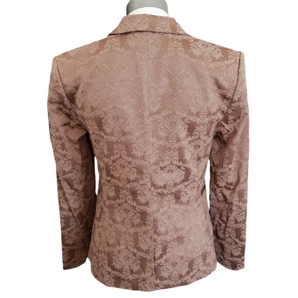 L'AGENCE brocade jacquard golden brown caramel single breasted blazer jacket 2 - Picture 3 of 5